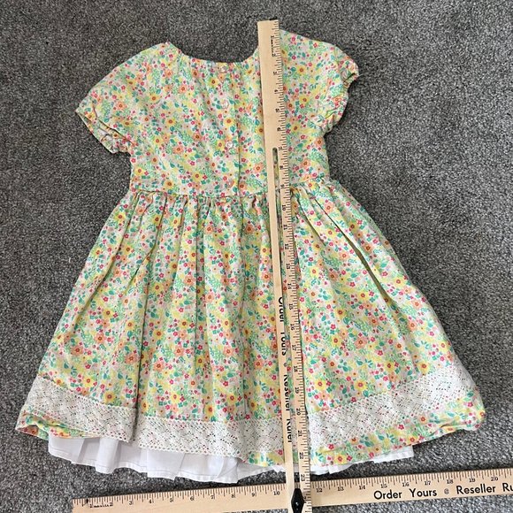 Sabby chic dress girls 5 white pink green floral flowy lace summer cottagecore - Picture 12 of 12